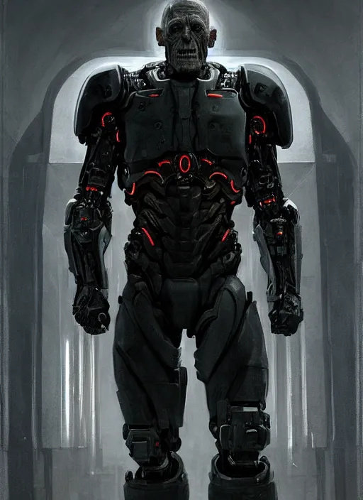 Prompt: michael berryman as victor stone, full body concept, cyborg, borg, strogg, face of a man, terminator, flesh, quake strogg, doom demon, wolfenstein, monstrous, powerful, symmetry, symmetrical, concept art by ruan jia and greg rutkowski