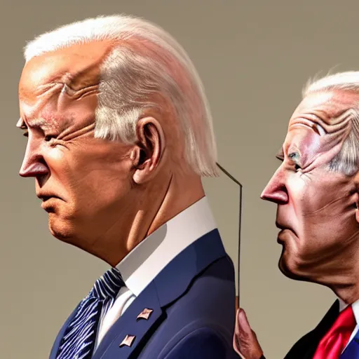 Prompt: donald trump kissing joe biden presidential portrait