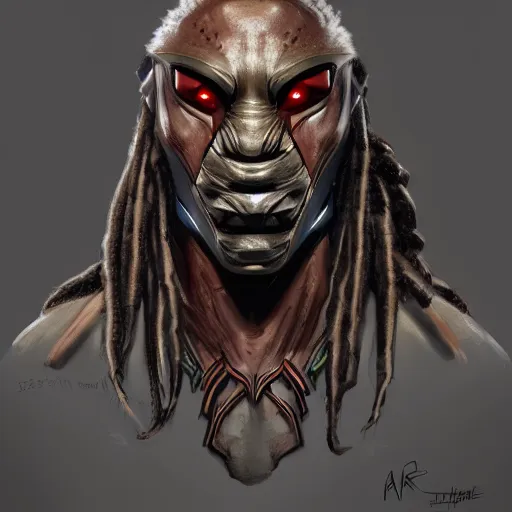 Image similar to predator redesign, portrait, highly detailed, dreadlocks, mandables, digital painting, trending on artstation, concept art, illustration