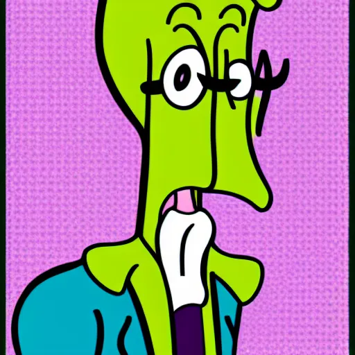 Prompt: handsome squidward as male, pop art style