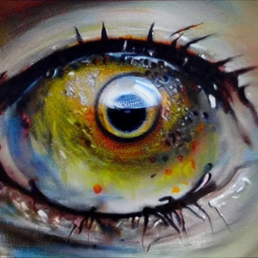 Prompt: one round human eyeball in the ashtray, oil paiting, highly detailed, masterpiece