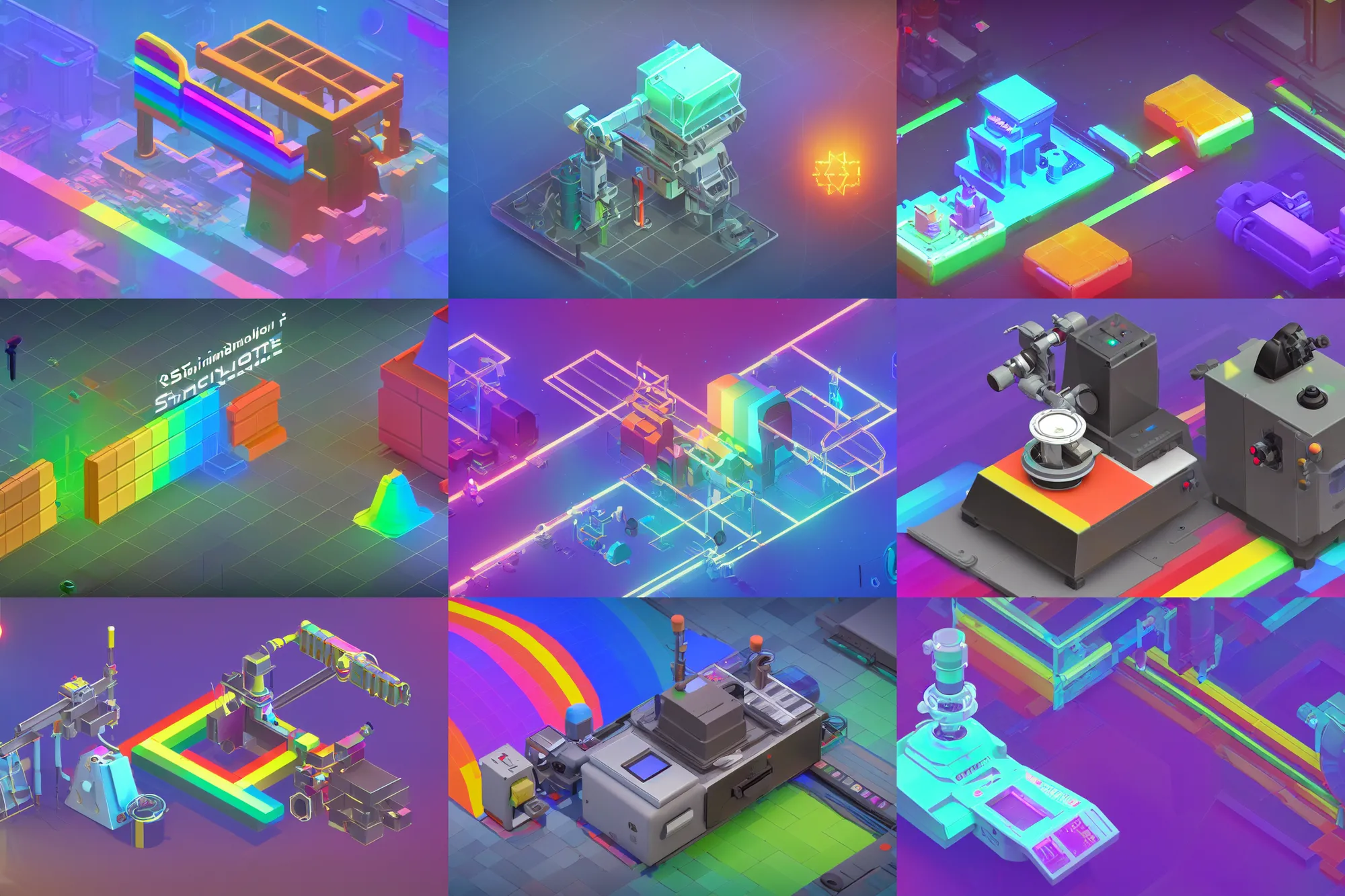 Prompt: single standalone rainbow extraction machine. isometric game asset. elegant. scifi. clear focus. studio ghibli. 3 d render rtx. some colorful accents.