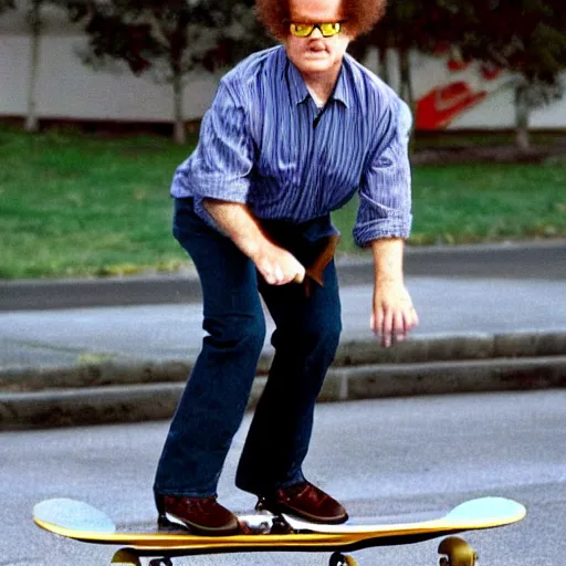 Image similar to Very cool photo of Channel 5's Dr. Steve Brule's cool uncle skateboarding.