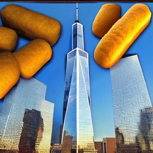 Prompt: 1 world trade center but it's made of twinkies