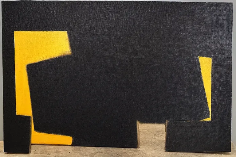 Prompt: oil painting, black square on canvas