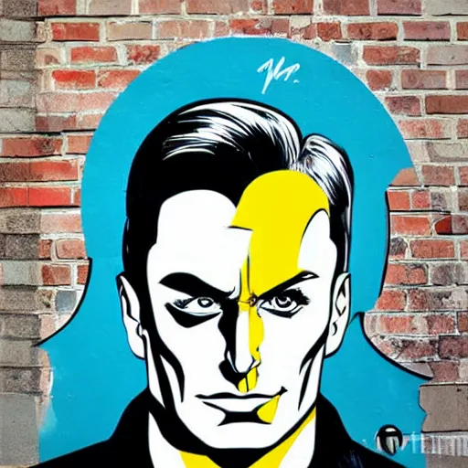 Prompt: Wall mural portrait of Mr Freeze, urban art, pop art, artgerm, by Roy Lichtenstein