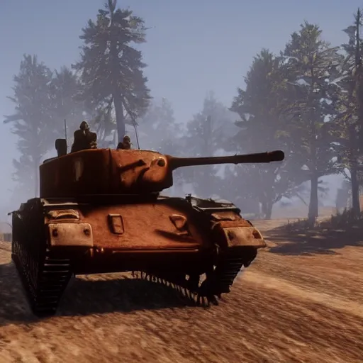 Prompt: tiger 2 tank in red dead redemption 2