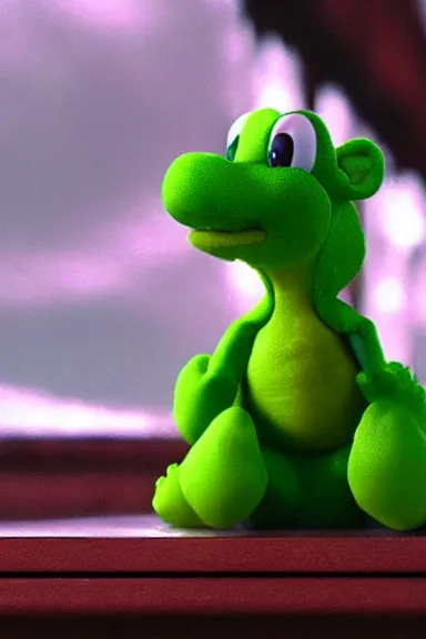 Image similar to very very intricate photorealistic photo of yoshi in an episode of game of thrones, photo is in focus with detailed atmospheric lighting, award - winning details