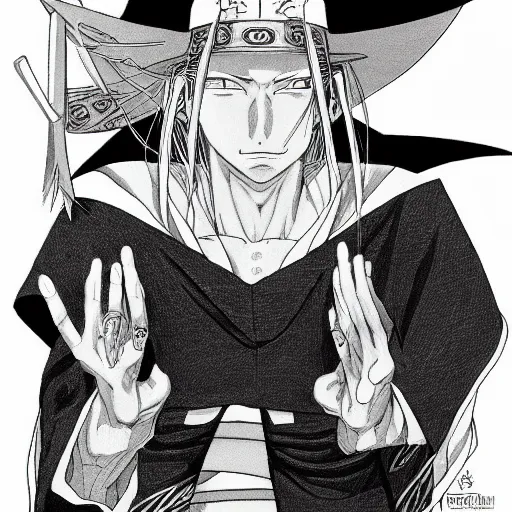 Prompt: Portrait of a wizard, by Masashi Kishimoto