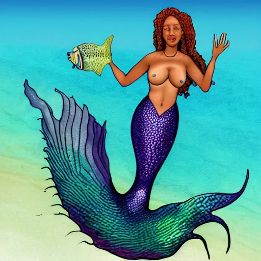 Prompt: Morgan Freeman Mermaid