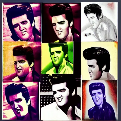 Image similar to elvis presley collage, in the style of jose gurvich