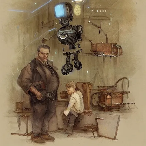 Image similar to (((((((((((cluttered inventors shop full of robots))))))))))) . muted colors. by Jean-Baptiste Monge !!!!!!!!!!!!!!!!!!!!!!!!!!!!!!!!!!!!!!!!