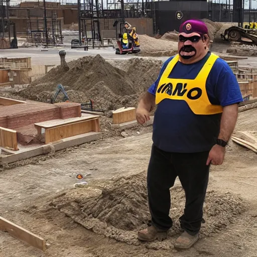 Image similar to realistic wario working at a construction site