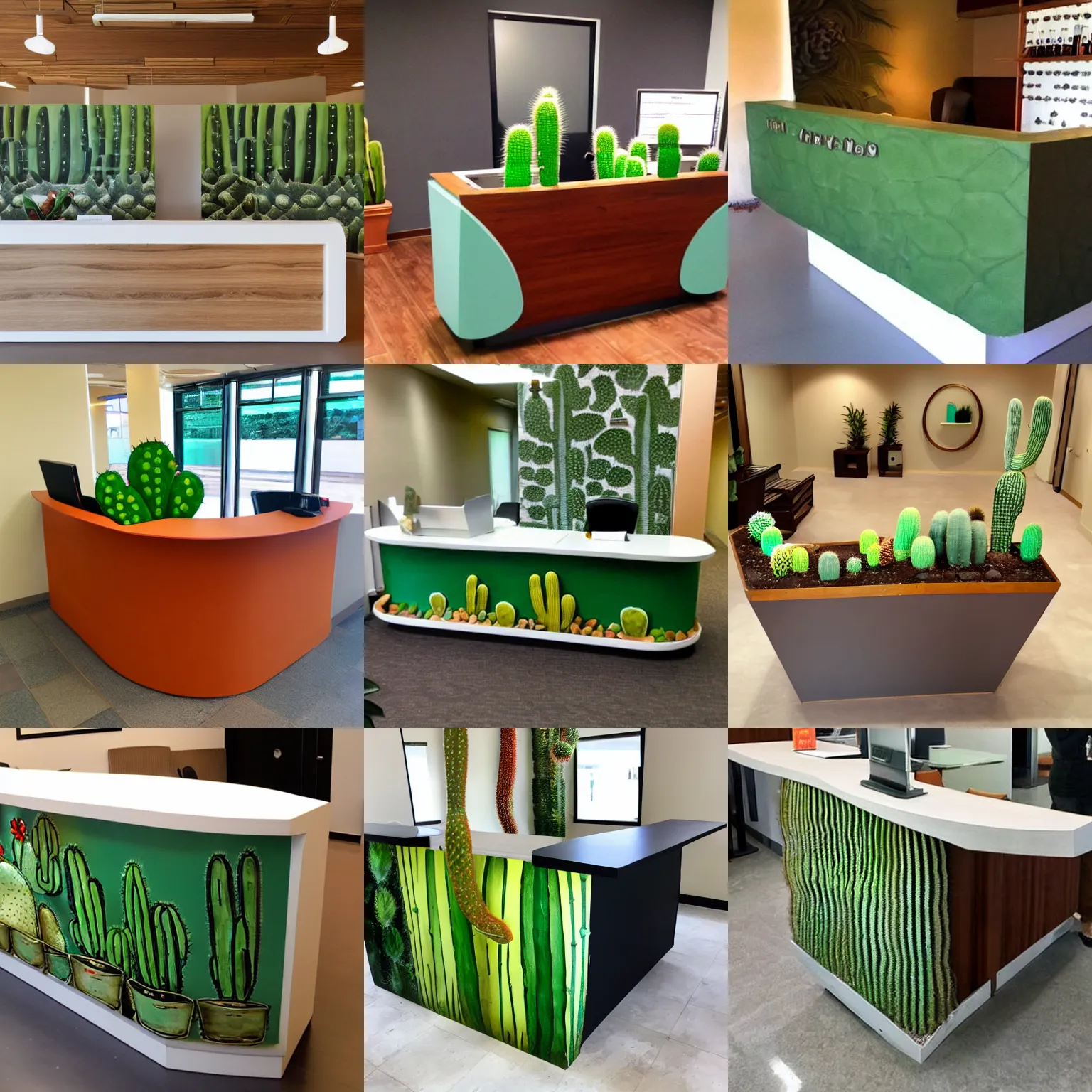 Prompt: Reception Desk styled on a cactus