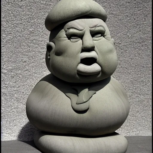 Prompt: obese stone sculpture of donald trump, highly detailed,