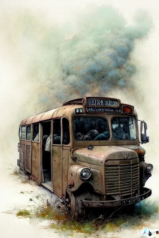 Image similar to ( ( ( ( ( bus, vehicle. muted colors. ) ) ) ) ) by jean - baptiste monge!!!!!!!!!!!!!!!!!!!!!!!!!!!