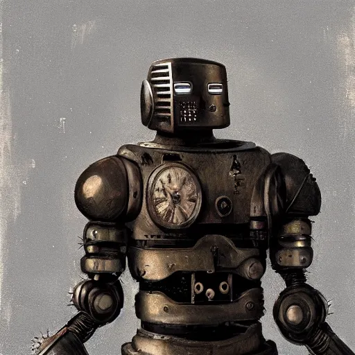 Prompt: robot by Eddie Mendoza in style of Jimmy Nelson