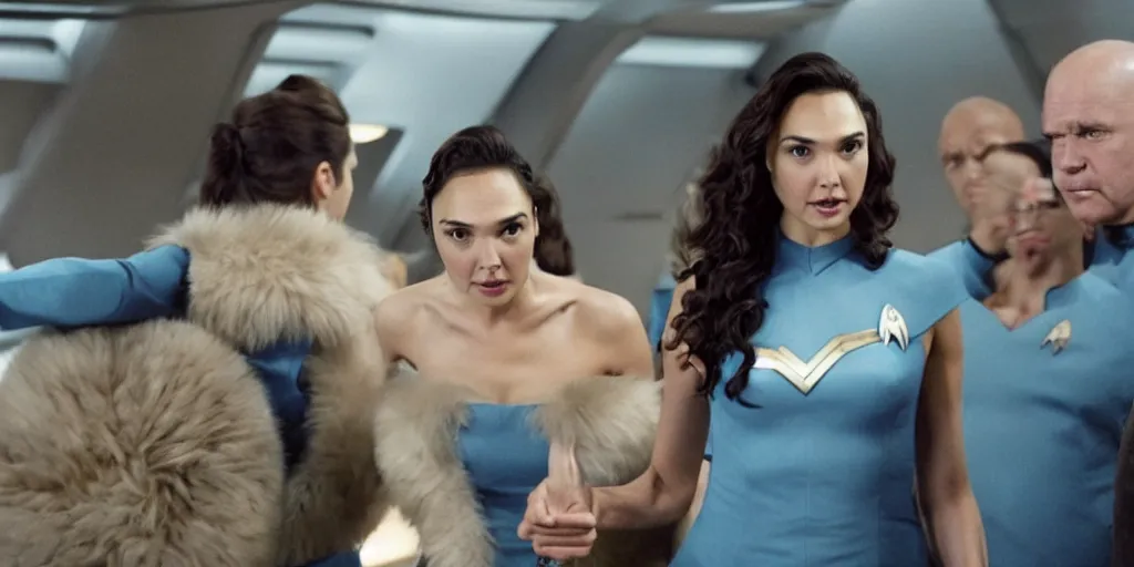 Image similar to Gal Gadot and Tribbles, Tribbles and more Tribbles in a scene in the next Star Trek movie