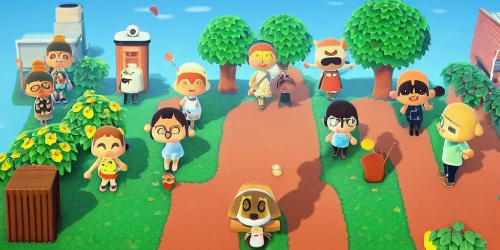 Image similar to a still from Wes Anderson's Animal Crossing, stop motion