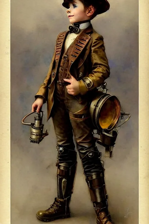 Prompt: ( ( ( ( ( 2 0 5 0 s retro future 1 0 year boy old adventurer super scientest in steampunk mechanics costume full portrait. muted colors. ) ) ) ) ) by jean - baptiste monge!!!!!!!!!!!!!!!!!!!!!!!!!!!!!!