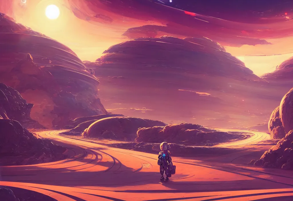 Image similar to futuristic road signs on an arid planet, intricate oil painting, high detail illustration, sharp high detail, manga and anime 1 9 9 9, official fanart behance hd artstation by jesper ejsing and makoto shinkai, 4 k,