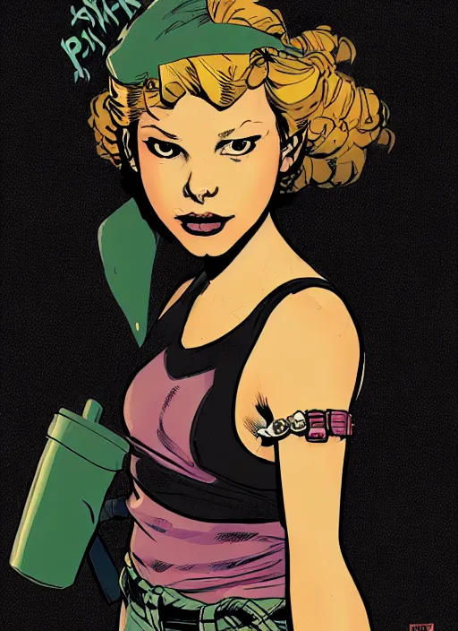 Prompt: a portrait of a pretty sewer punk young lady by cliff chiang