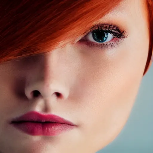 Prompt: close up portrait photo of a real beauty redhead, 8k,