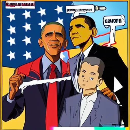 Prompt: Obama in Neon Genesis: Evangelion