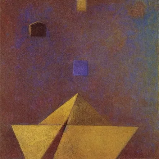 Image similar to The Platonic Solids by Odilon Redon (1883)