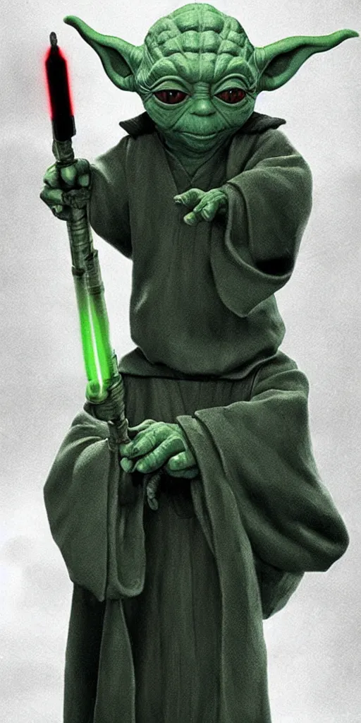 Image similar to yoda, as a sith lord, using the dark force, realistic, ultra realistic