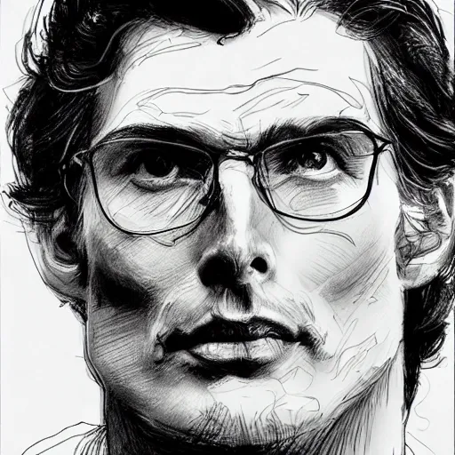 Prompt: a realistic yet scraggly portrait sketch of the side profile of a stern and sophisticated christopher reeve, trending on artstation, intricate details, in the style of frank auerbach, in the style of sergio aragones, in the style of martin ansin, in the style of david aja, in the style of mattias adolfsson