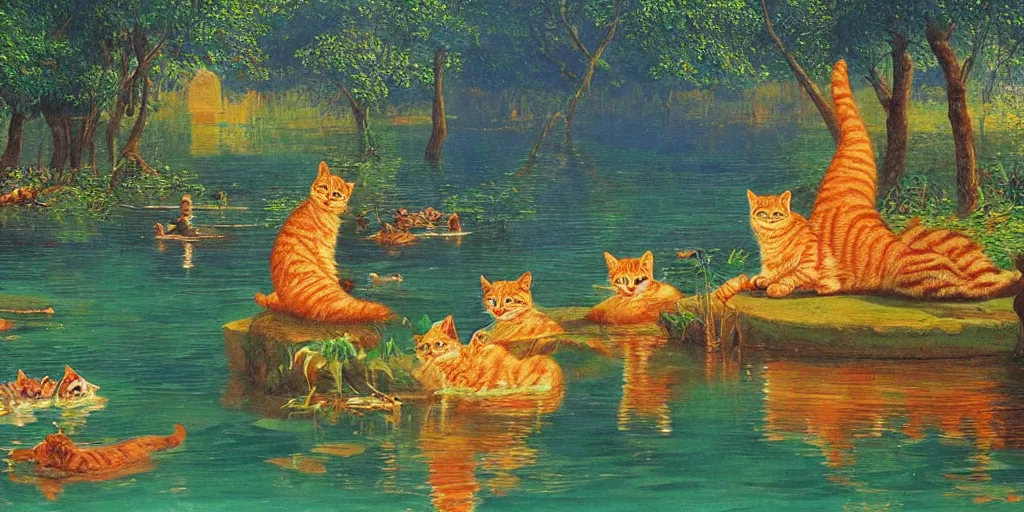 Image similar to cats swimming in a sri lankan lake by Nizovtsev, Victor