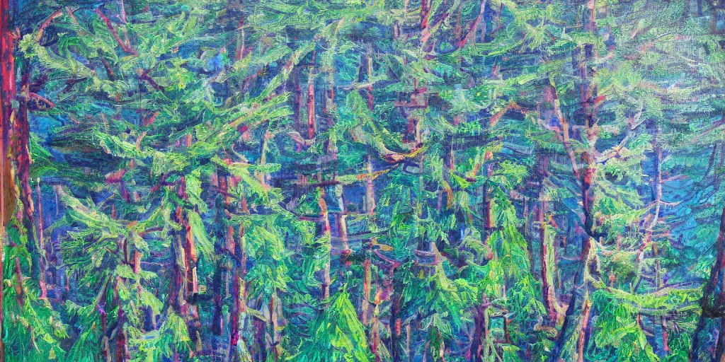 Image similar to 🌲🌌, acrylic on canvas, expressionism movement, breathtaking detailed, by blake neubert, photorealistic