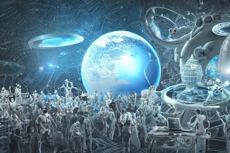 Prompt: 3 d rendered visualization depicting humanity's popularity with extraterrestrial cultures, digital display, highly detailed, full color, crisp detailed 3 d render