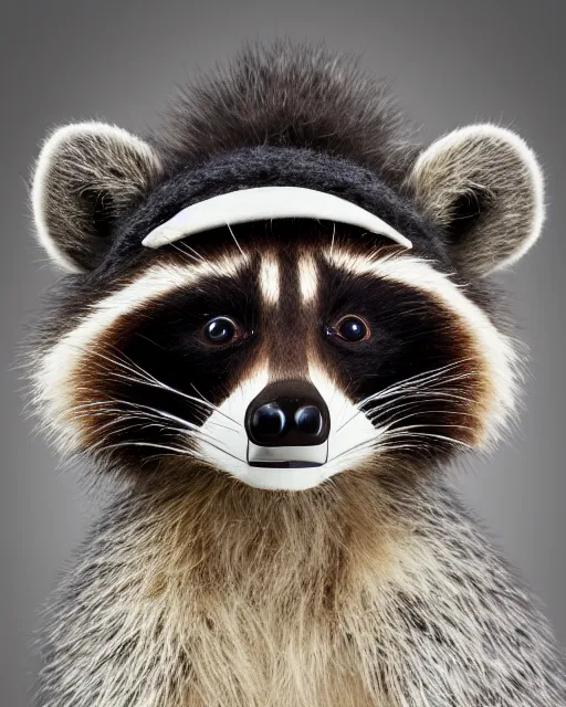 Prompt: a raccoon hat, fzd school of design, product photo, studio lighting