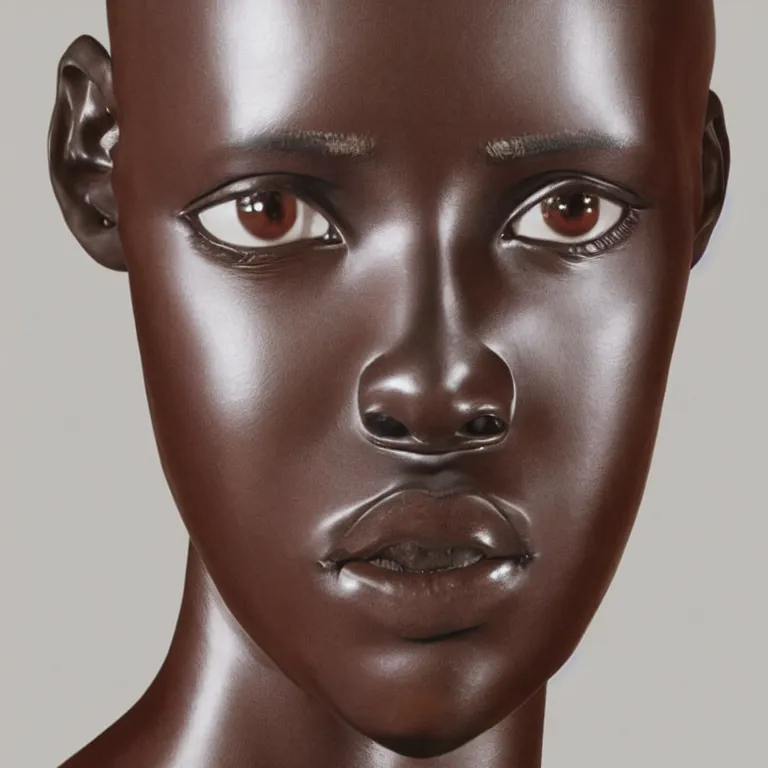 Prompt: monumental sculpture minimalist!!! portrait of a lupita nyong'o, beautiful symmetrical face accurate face detailed face realistic proportions, carved out of red oak wood on a pedestal by stephan balkenhol and martin puryear and ron mueck, geometric dramatic lighting shocking detail trending on artstation 8 k