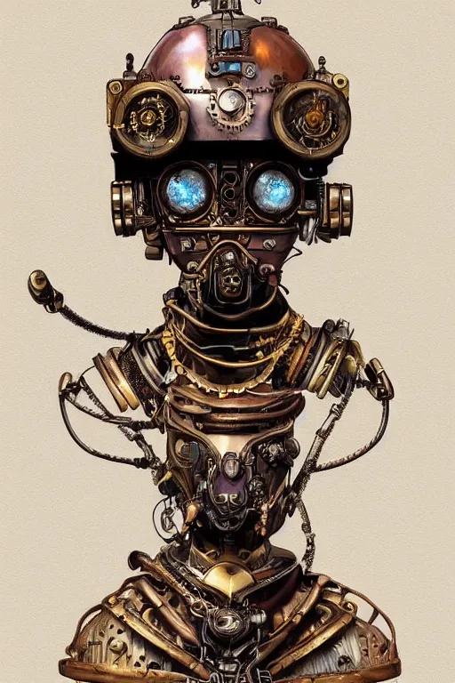 Image similar to steampunk helmet fantasy art mask robot ninja stylized digital illustration sharp focus, elegant intricate digital painting artstation concept art global illumination ray tracing advanced technology chaykin howard and campionpascale and cooke darwyn and davis jack