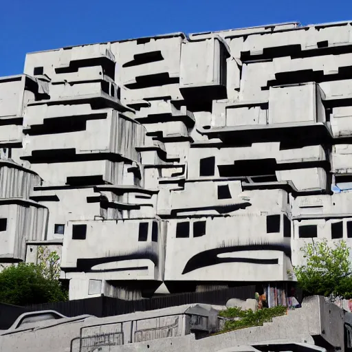 Image similar to habitat 67 covered in street art/graffiti