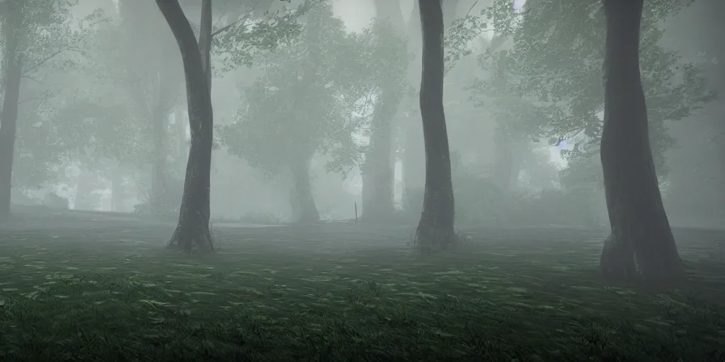 Prompt: forest, unreal engine, 4k, misty, rain