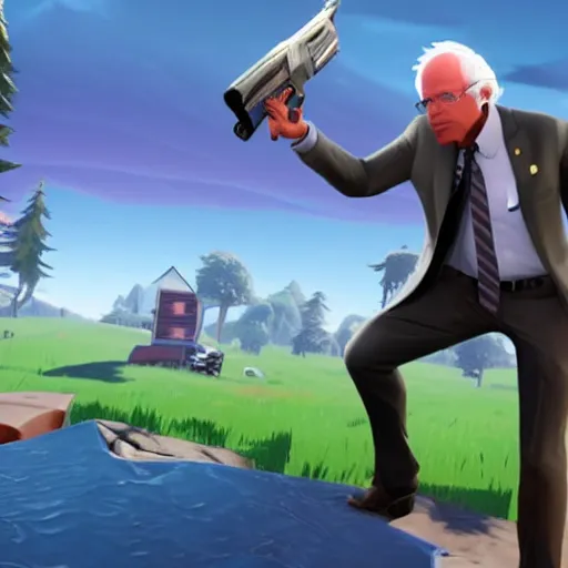 Image similar to Gameplay screenshot of Bernie Sanders in Fortnite