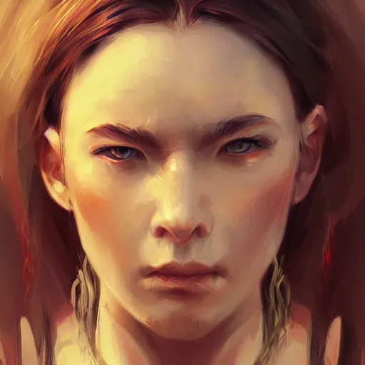 Image similar to portrait of a woman warrior, digital art, character art, by wlop