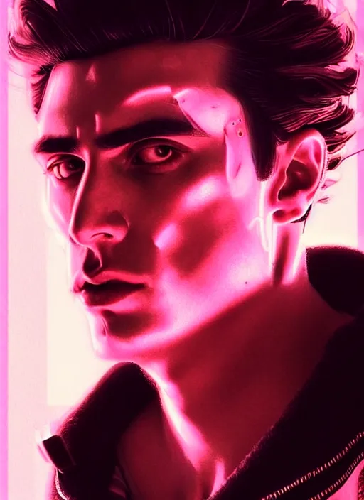 Image similar to a highly detailed long shot photo of masculin male face portrait, futurism, rococo cyber neon lighting, detailed futuristic fibonacci jewelry, profile posing, hyper photorealistic, crispy quality, digital photography, trending in pinterest, cinematic, 4 k ultra hd, art by pascal blanche, art by greg rutkowski, art by artgerm,