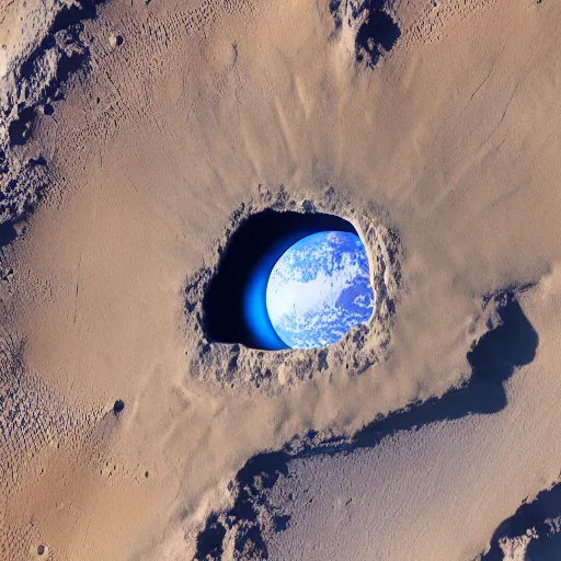 Prompt: a hole on planet earth visible from space. Highly detailed. Photography. 8K.