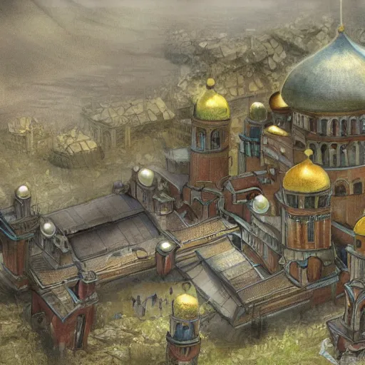 Image similar to ancient Russian city of Kitezh, concept art, photo of Breeze Kaze,