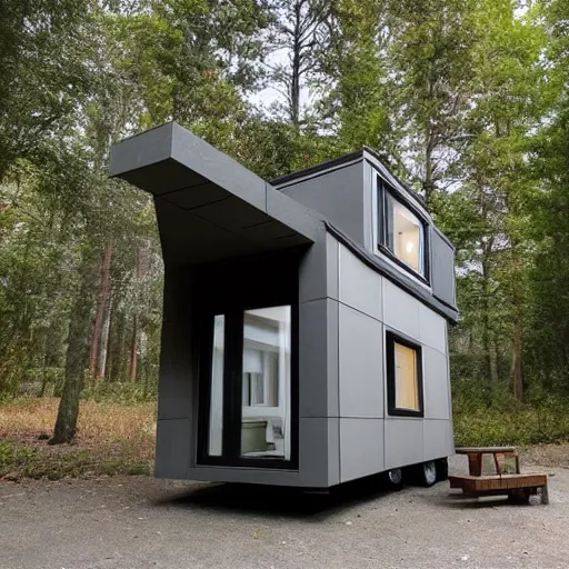 Prompt: brutalist tiny home