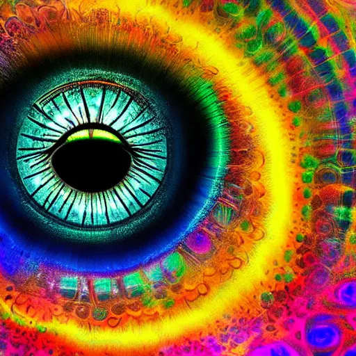 Image similar to a psychedelic eyeball witnessing the birth of time