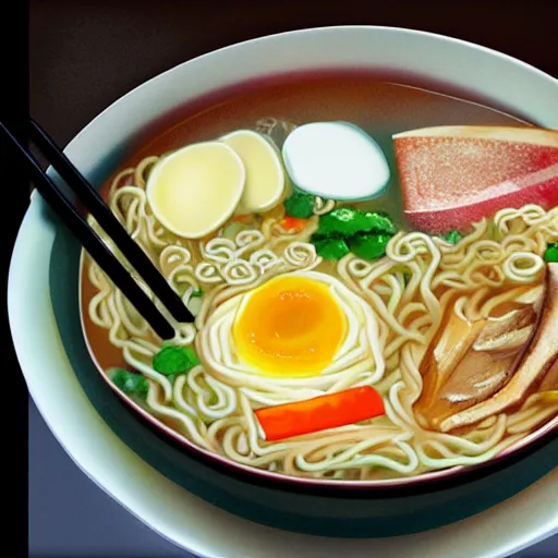 Image similar to a bowl of delicious ramen by namio harukawa