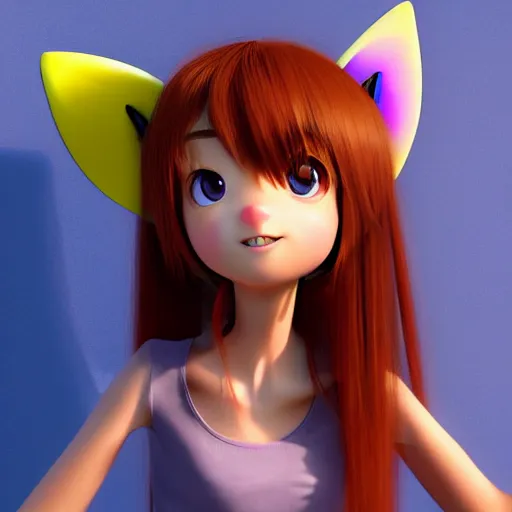 Prompt: new pixar character as an anime woman wearing cat ears, catgirl, highly detailed, extremely high quality, hd, 4 k, 8 k, professional photographer, 4 0 mp, lifelike, top - rated, award winning, cinematic, realistic, detailed lighting, detailed shadows, sharp, no blur, edited, corrected, trending