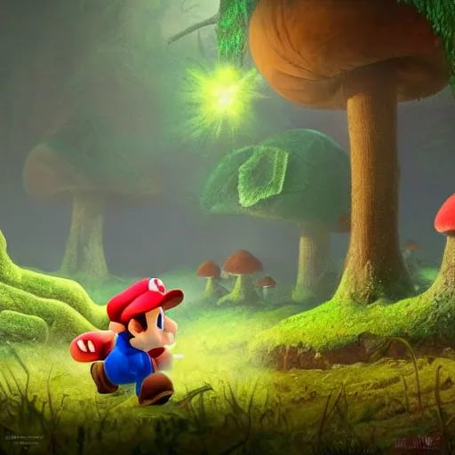 Image similar to Toad from Mario brothers running through a mushroom forest drawn by frank frazetta, background by Norman Rockwell 4k, volumetric lighting, trending on artstation, octane render, hyperrealistic