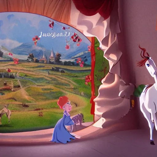 Image similar to a Hungarian Fairy tale, by Marcel Jankowicz, screenshot, animation movie, Janos Vitez, the white mare